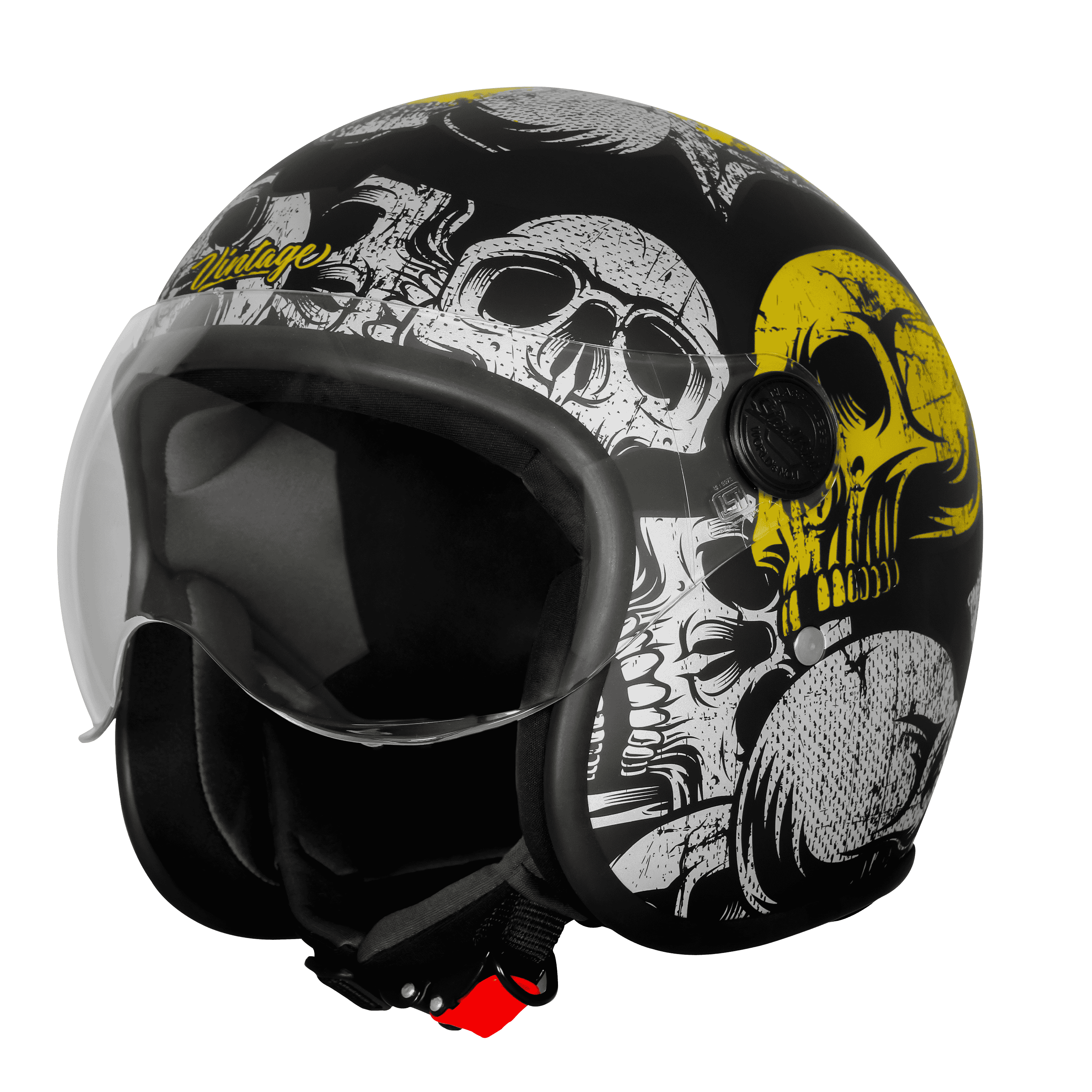 SBH-54 VINTAGE SKULL GLOSSY BLACK WITH NEON